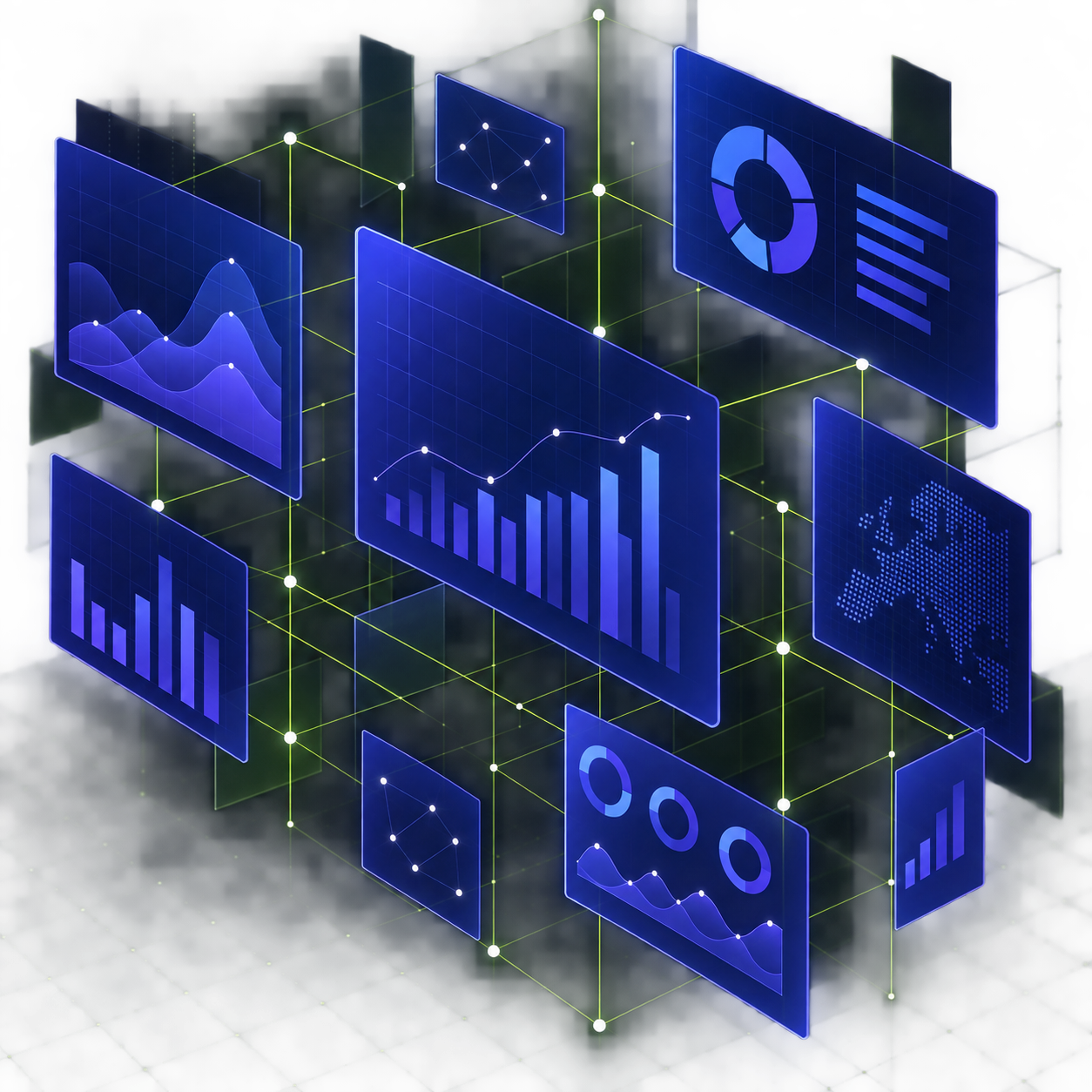 Réseau de panneaux de reporting abstraits